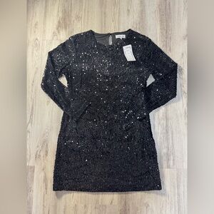 Glamorous Black Sequin Long Sleeve Dress